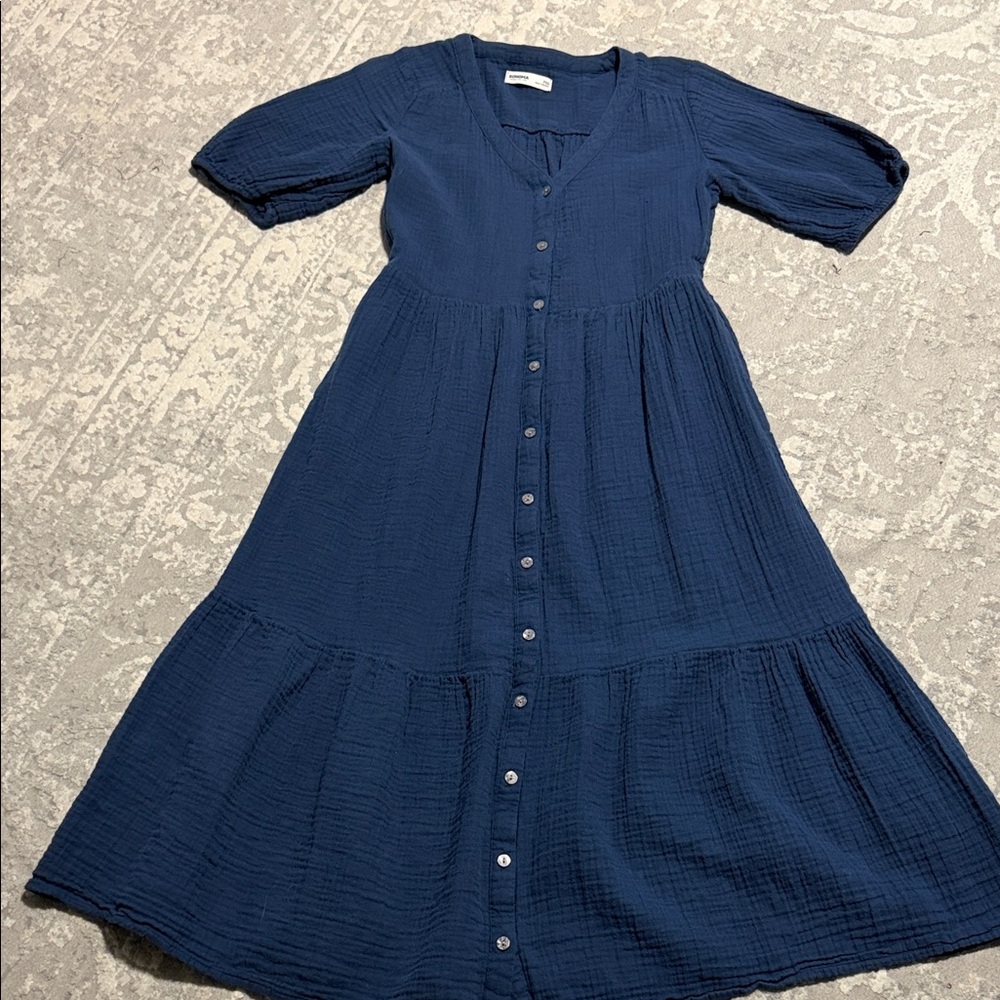 Sonoma Deep Blue Midi Dress with Buttons